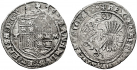 Catholic Kings (1474-1504). 1 real. Toledo. (Cal-468). Anv.: FERNANDVS : ET : ELISA : D : G ◦. Rev.: + REX : ET : REGINA ◦ CAST ◦ LEGEGIO ◦. Ag. 3,06 ...
