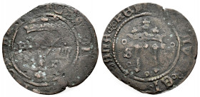 Charles-Joanna (1504-1555). 4 maravedis. Santo Domingo. S-P. (Cal-35). Ae. 2,81 g. Value IIII. Choice F. Est...25,00. 

Spanish Description: Juana y...