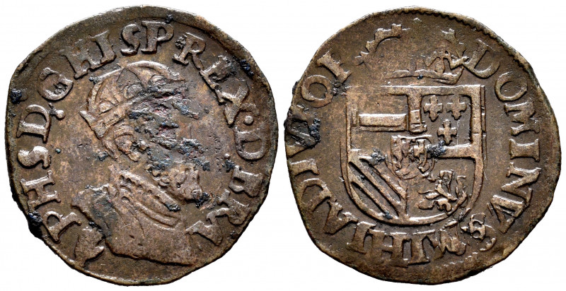 Philip II (1556-1598). Corta (1/6 liard). Antwerpen. (G.H.-231/1). (W-756). Ae. ...