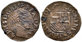 Philip II (1556-1598). Corta (1/6 liard). Antwerpen. (G.H.-231/1). (W-756). Ae. 1,80 g. Deposit on obverse. Rare. VF/Choice VF. Est...60,00. 

Spani...