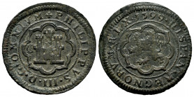 Philip III (1598-1621). 4 maravedis. 1599. Segovia. C. (Cal-250). (Jarabo-Sanahuja-C23). Ae. 4,87 g. Scarce. Almost VF/VF. Est...50,00. 

Spanish De...