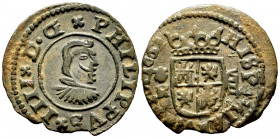 Philip IV (1621-1665). 8 maravedis. 1662. Coruña. R. (Cal-316). Ae. 1,98 g. Choice VF/VF. Est...35,00. 

Spanish Description: Felipe IV (1621-1665)....