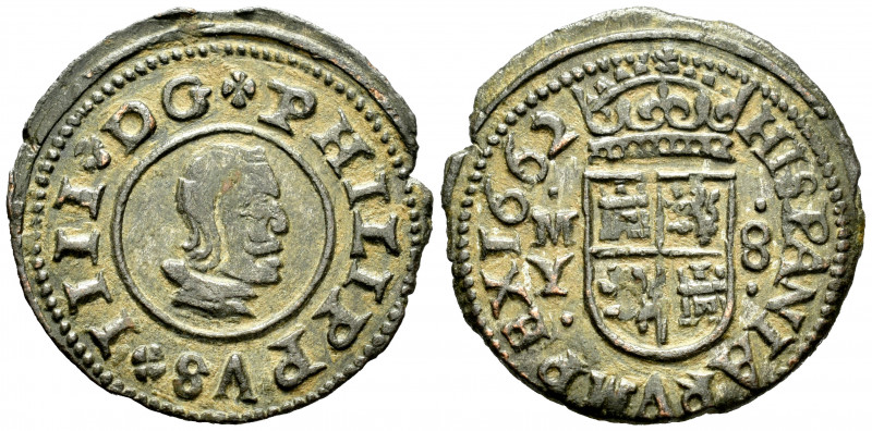 Philip IV (1621-1665). 8 maravedis. 1662. Madrid. Y. (Cal-363). Ae. 1,92 g. Choi...