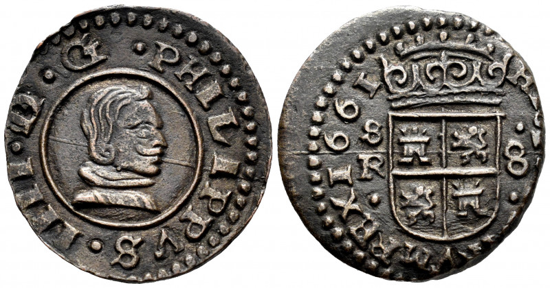 Philip IV (1621-1665). 8 maravedis. 1661. Sevilla. R. (Cal-405). (Jarabo-Sanahuj...