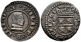 Philip IV (1621-1665). 8 maravedis. 1661. Sevilla. R. (Cal-405). (Jarabo-Sanahuja-No cita). Ae. 2,41 g. D of the obverse rectified over G. Very rare. ...