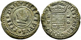 Philip IV (1621-1665). 16 maravedis. 1664. Sevilla. R. (Cal-498). (Jarabo-Sanahuja-M616). Ae. 4,45 g. VF. Est...25,00. 

Spanish Description: Felipe...