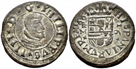 Philip IV (1621-1665). 16 maravedis. 1663. Valladolid. M. (Cal-510). (Jarabo-Sanahuja-M805). Ae. 3,39 g. Almost VF. Est...35,00. 

Spanish Descripti...