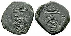 Philip IV (1621-1665). 8 maravedis. 162.... Cuenca. (Cal-516). Ae. 2,65 g. Countermark of VIII Maravedís 1641 from Coruña . VF. Est...20,00. 

Spani...