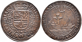 Philip IV (1621-1665). Jeton. 1630. Antwerpen. (Dugn-3853). (Van Loon-II 186). Rev.: Boat disarmed right SPES SVPEREST SOLA SPES VLTIMVM SOLAMEM. Ae. ...