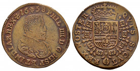 Philip IV (1621-1665). Jetón. 1658. Brussels. (Vq-13861). (Dugn-4120). Ae. 6,01 g. Philip IV's secret intelligence with Marshal Hocquincourt. VF/Choic...