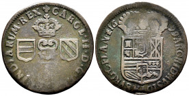 Charles II (1665-1700). Liard. 1699. Bruges. (Vanhoudt-I503, 723BG). Ae. 3,72 g. Choice F/Almost VF. Est...30,00. 

Spanish Description: Carlos II (...