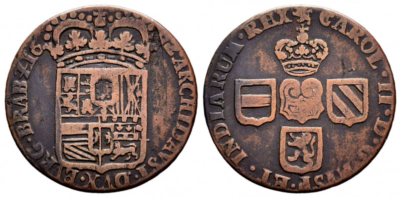 Charles II (1665-1700). Liard. 1682. Gante. (Vanhoudt-no cita). (Vti-no cita). A...