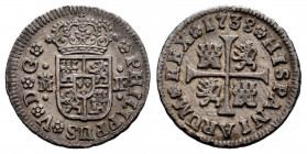 Philip V (1700-1746). 1/2 real. 1738. Madrid. JF. (Cal-185). Ae. 1,42 g. VF. Est...30,00. 

Spanish Description: Felipe V (1700-1746). 1/2 real. 173...