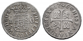 Philip V (1700-1746). 1/2 real. 1746. Madrid. AJ. (Cal-188). Ag. 1,42 g. Minor scratches. Almost VF. Est...40,00. 

Spanish Description: Felipe V (1...