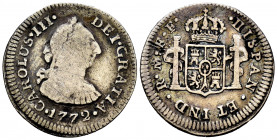 Charles III (1759-1788). 1/2 real. 1772. México. FF. (Cal-194). Ag. 1,61 g. Scarce. F/Choice F. Est...25,00. 

Spanish Description: Carlos III (1759...