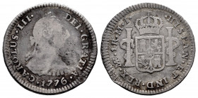 Charles III (1759-1788). 1 real. 1776. Lima. MJ. (Cal-361). Ag. 3,22 g. Scarce. Almost F/Choice F. Est...30,00. 

Spanish Description: Carlos III (1...