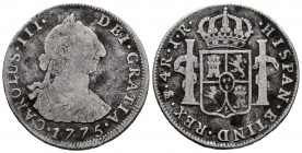 Charles III (1759-1788). 4 reales. 1775. Potosí. JR. (Cal-932). Ag. 12,64 g. It has been removed from a bezel. F/Choice F. Est...70,00. 

Spanish De...