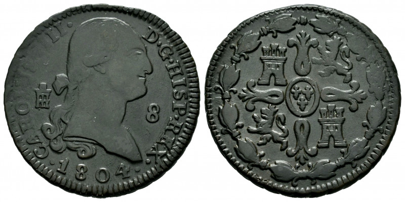 Charles IV (1788-1808). 8 maravedis. 1804. Segovia. (Cal 2008-1495). Ae. 11,76 g...
