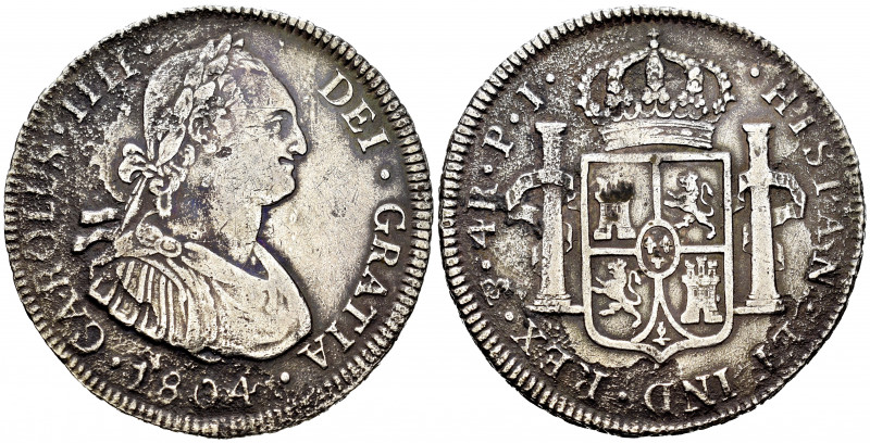 Charles IV (1788-1808). 4 reales. 1804. Potosí. PJ. (Cal-839). Ag. 12,72 g. Corr...