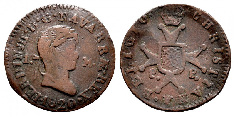 Ferdinand VII (1808-1833). 1 maravedi. 1820. Pamplona. (Cal-35). Ae. 1,98 g. Cho...