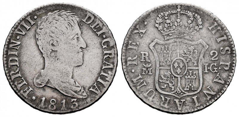 Ferdinand VII (1808-1833). 2 reales. 1813. Madrid. GJ. (Cal-827). Ag. 5,80 g. Ch...