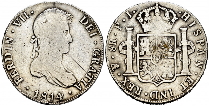 Ferdinand VII (1808-1833). 8 reales. 1814. Potosí. PJ. (Cal-1378). Ag. 26,74 g. ...