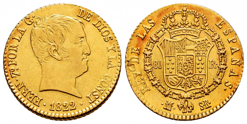 Ferdinand VII (1808-1833). 80 reales. 1822. Madrid. SR. (Cal-1641). Au. 6,82 g. ...
