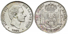 Alfonso XIII (1886-1931). 50 centavos. 1885. Manila. (Cal-124). Ag. 12,87 g. Choice VF. Est...35,00. 

Spanish Description: Alfonso XIII (1886-1931)...