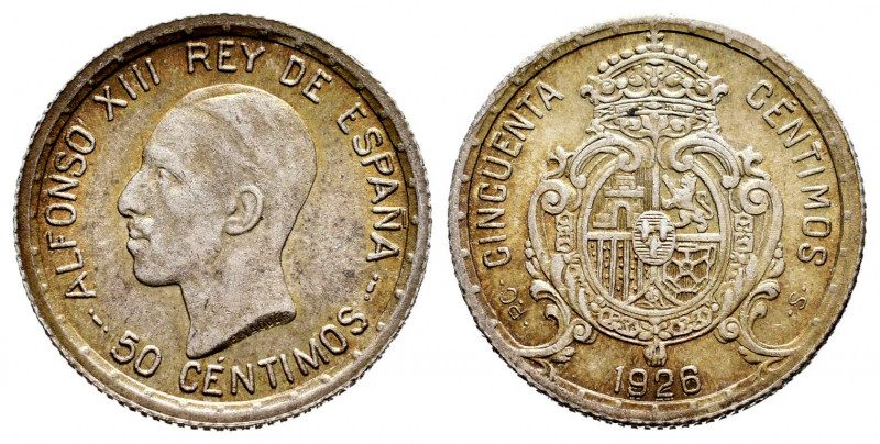 Alfonso XIII (1886-1931). 50 centimos. 1926. Madrid. PCS. (Cal-50). Ag. 2,53 g. ...