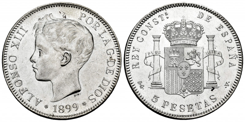 Alfonso XIII (1886-1931). 5 pesetas. 1899. Madrid. SGV. (Cal-110). Ag. 24,90 g. ...