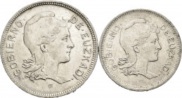 Civil War (1936-1939). Complete set of 2 coins, 1 and 2 pesetas. 1937. Euzkadi. (Cal-6). Choice VF/XF. Est...35,00. 

Spanish Description: Guerra Ci...