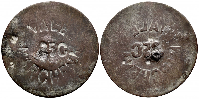 Civil War (1936-1939). 25 cents. Marchena (Sevilla). (Cal-45). Ln. 10,61 g. Knoc...