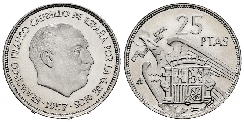Estado Español (1936-1975). 25 pesetas. 1957*73. Madrid. (Cal-128). 8,35 g. Come...