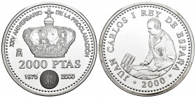Juan Carlos I (1975-2014). 2.000 pesetas. 2000. Madrid. Ag. 27,01 g. XXV ANIVERSARIO DE LA MONARQUIA. PR. Est...25,00. 

Spanish Description: Juan C...