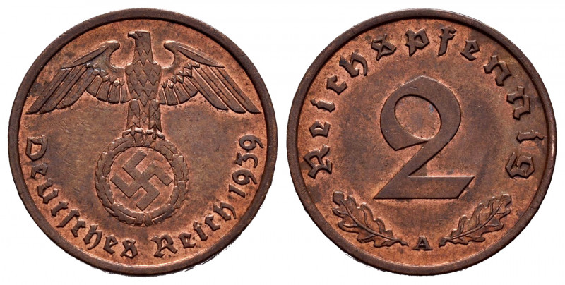 Germany. Third Reich. 2 reichspfennig. 1939. Berlin. A. (Km-90). Ae. 3,34 g. Wit...