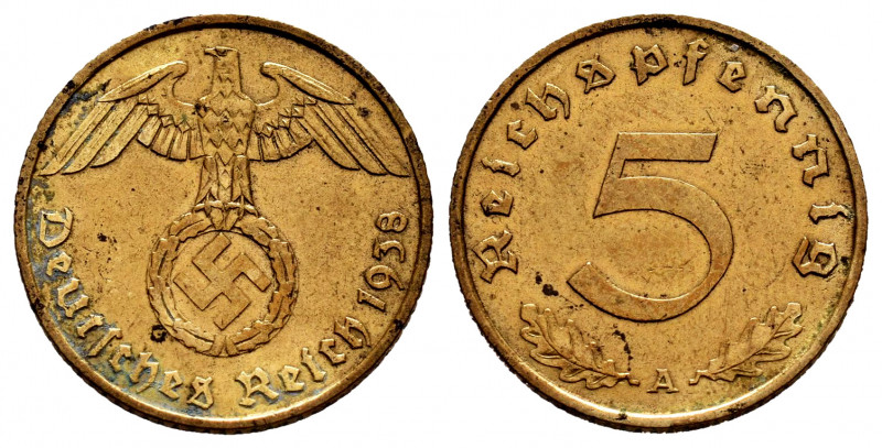 Germany. Third Reich. 5 reichspfennig. 1938. Berlin. A. (Km-91). 2,69 g. XF. Est...