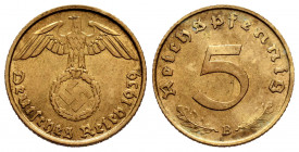 Germany. Third Reich. 5 reichspfennig. 1939. Wien. B. (Km-91). 2,45 g. AU. Est...10,00. 

Spanish Description: Alemania. Third Reich. 5 reichspfenni...