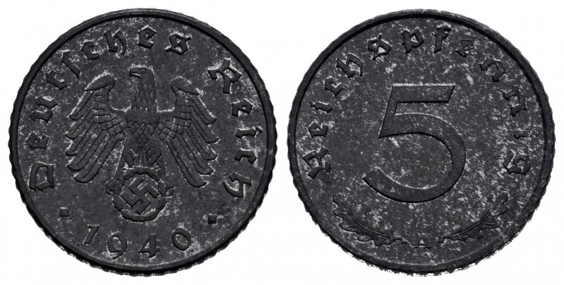 Germany. Third Reich. 5 reichspfennig. 1940. Berlin. A. (Km-100). 2,51 g. AU. Es...
