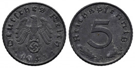 Germany. Third Reich. 5 reichspfennig. 1943. Berlin. A. (Km-100). 2,50 g. AU. Est...10,00. 

Spanish Description: Alemania. Third Reich. 5 reichspfe...