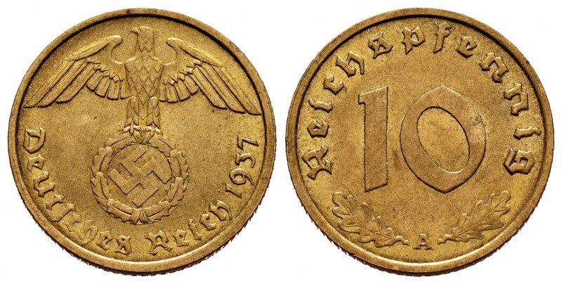 Germany. Third Reich. 10 reichspfennig. 1937. Berlin. A. (Km-92). 4,00 g. Almost...