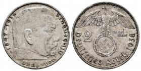 Germany. Third Reich. 2 reichsmark. 1938. Berlin. A. (Km-93). Ag. 7,97 g. AU. Est...10,00. 

Spanish Description: Alemania. Third Reich. 2 reichsmar...