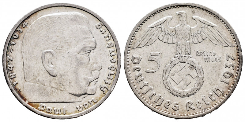 Germany. Third Reich. 5 reichsmark. 1937. Berlin. A. (Km-94). Ag. 13,89 g. XF. E...