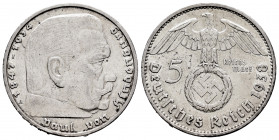 Germany. Third Reich. 5 reichsmark. 1938. Berlin. A. (Km-94). Ag. 13,87 g. XF. Est...15,00. 

Spanish Description: Alemania. Third Reich. 5 reichsma...