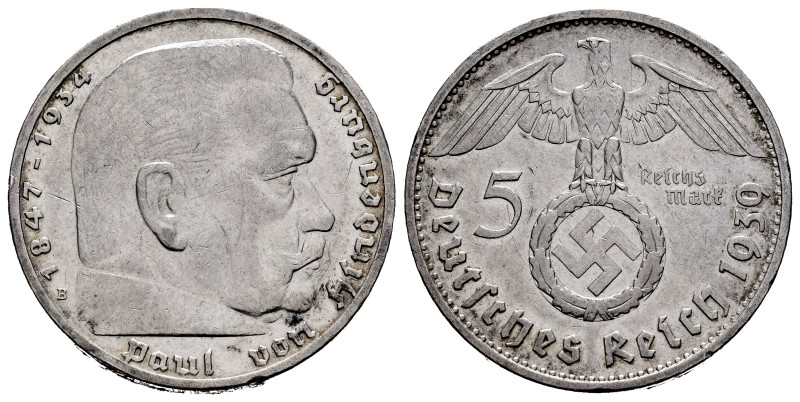 Germany. Third Reich. 5 reichsmark. 1939. Wien. B. (Km-94). Ag. 13,86 g. Almost ...