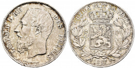 Belgium. Leopold II. 5 francs. 1867. (Km-24). Ag. 24,87 g. Choice VF/Almost XF. Est...30,00. 

Spanish Description: Bélgica. Leopold II. 5 francs. 1...