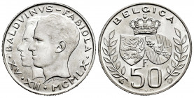 Belgium. Balduino. 50 francs. 1960. (Km-152.1). Ag. 1236,00 g. Mint state. Est...25,00. 

Spanish Description: Bélgica. Balduino. 50 francs. 1960. (...
