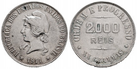 Brazil. 2000 reis. 1911. (Km-508). Ag. 19,98 g. VF. Est...25,00. 

Spanish Description: Brasil. 2000 reis. 1911. (Km-508). Ag. 19,98 g. MBC. Est...2...