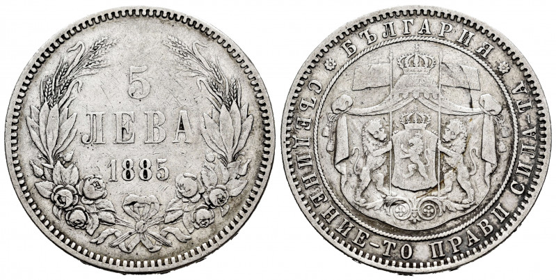 Bulgaria. Alexander I. 5 leva. 1588. (Km-7). Ag. 24,72 g. Almost VF/VF. Est...30...