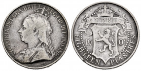 Cyprus. Victoria Queen. 18 piastre. 1901. Colonia Británica. (Km-7). Ag. 1,16 g. Scarce. Almost VF. Est...60,00. 

Spanish Description: Chipre. Vict...
