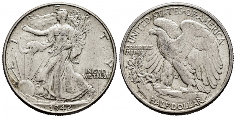 United States. Half dollar. 1942. Philadelphia. (Km-142). Ag. 12,48 g. XF. Est.....